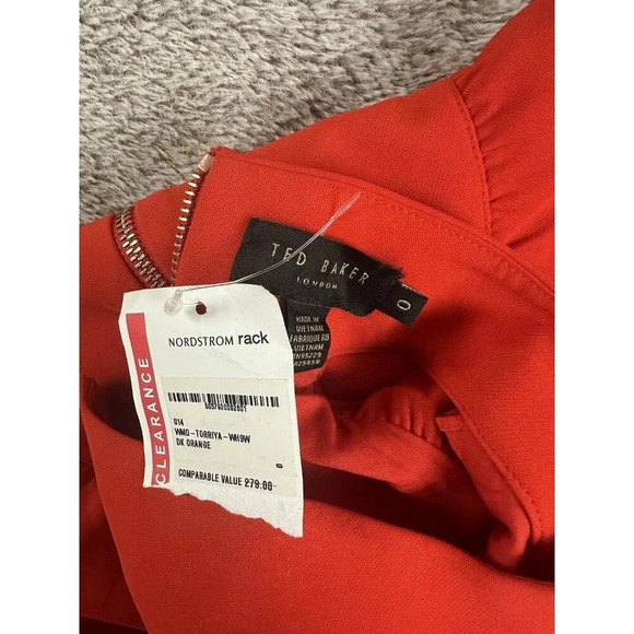 Ted Baker Size 0 Torriya Halter Ruffle Orange Sleeveless Tunic Dress - Picture 11 of 15